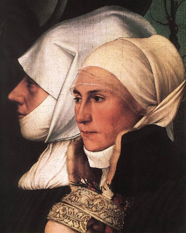 HOLBEIN, Hans the Younger Darmstadt Madonna (detail) sg